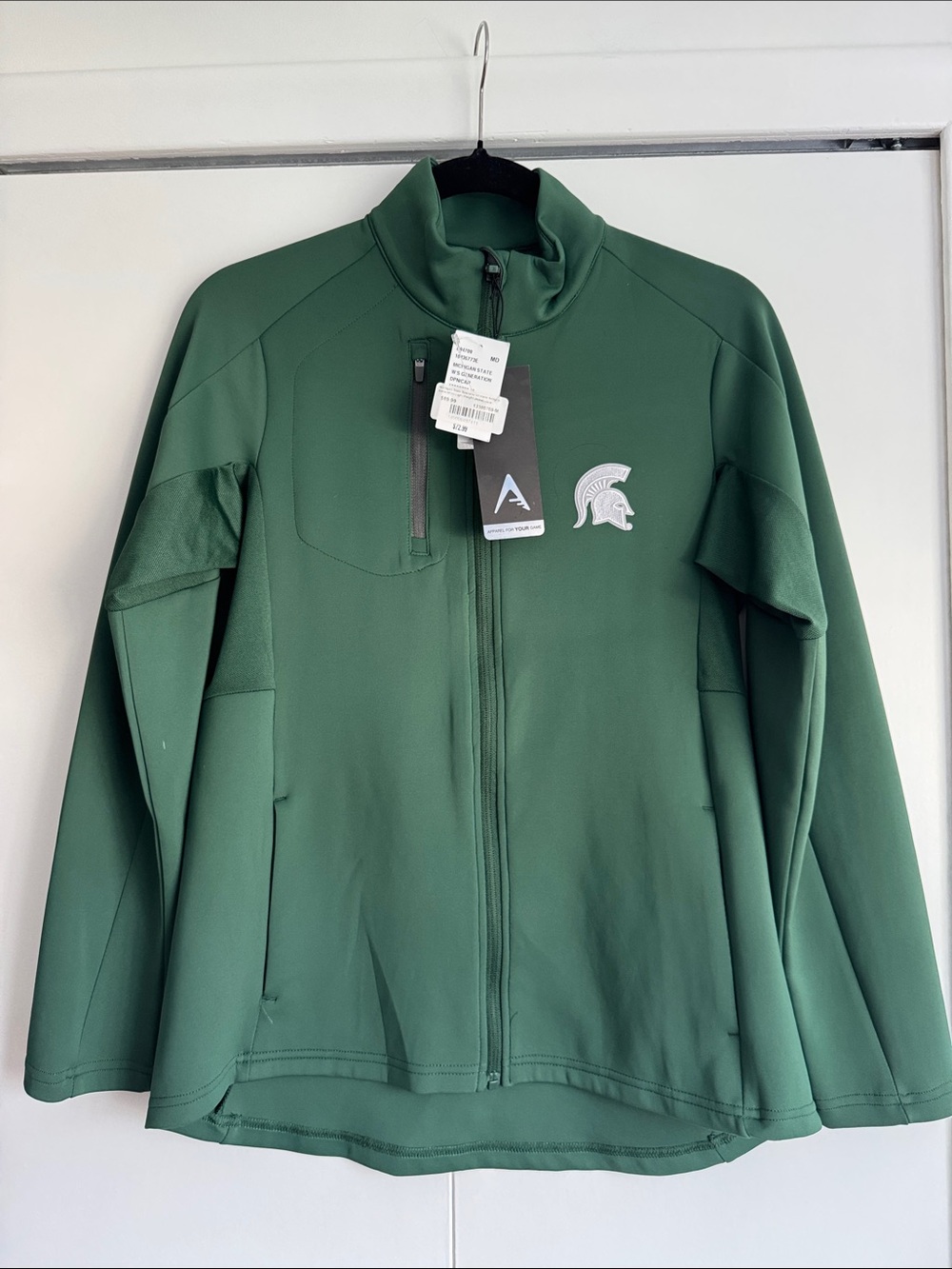 Antigua Green Full-Zip Performance Jacket with Spartan Logo
